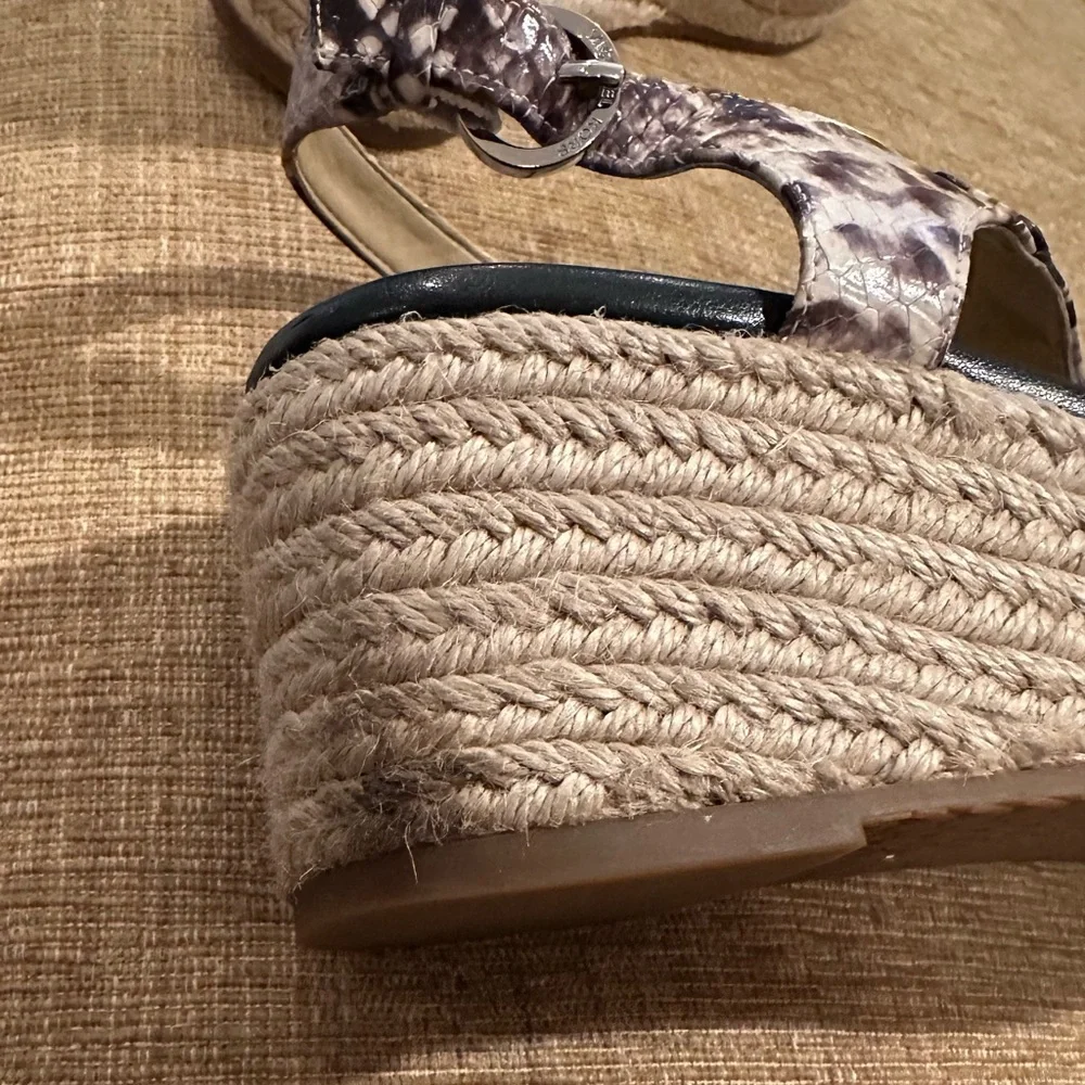 Michael Kors Snake Print Espadrille Wedge Sandals - Black and Cream - Picture 7 of 7